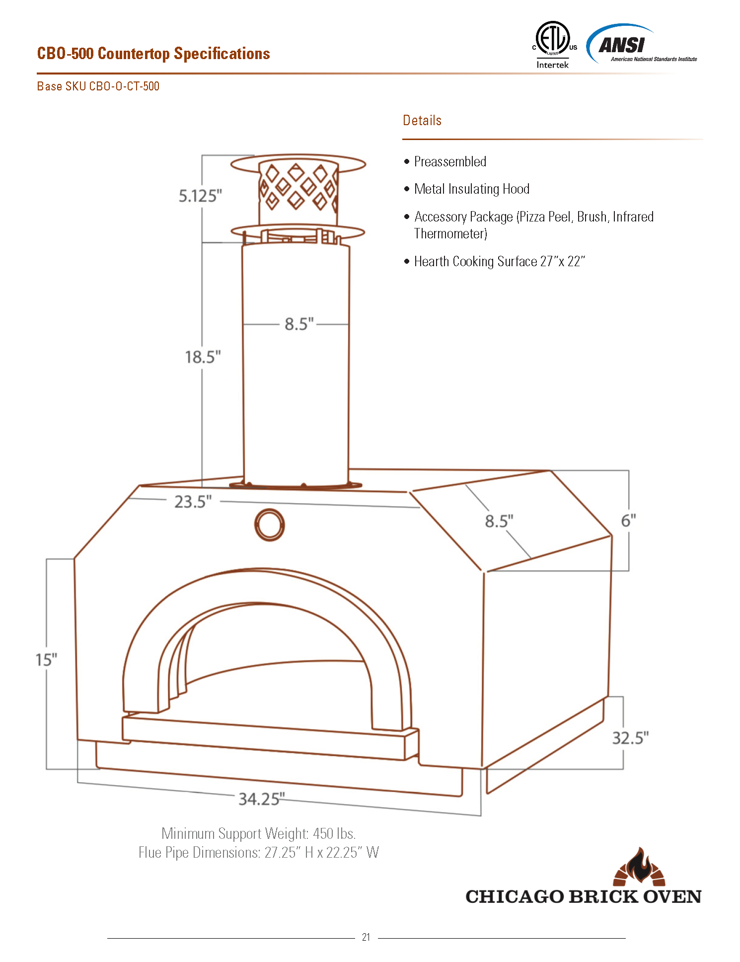 Chicago Brick Oven CBO 500 Countertop Wood Fired Pizza Oven