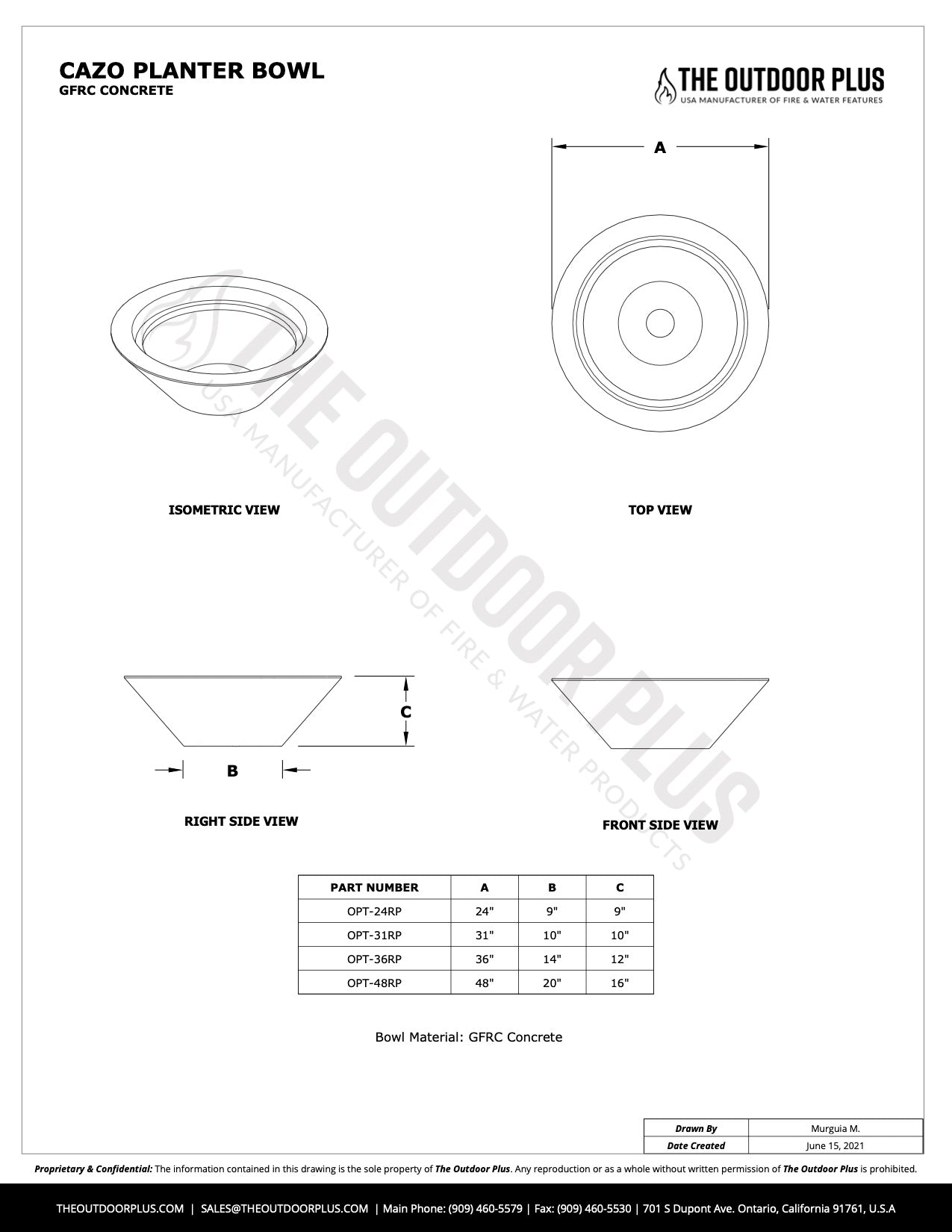 The Outdoor Plus Cazo Concrete Planter Bowl