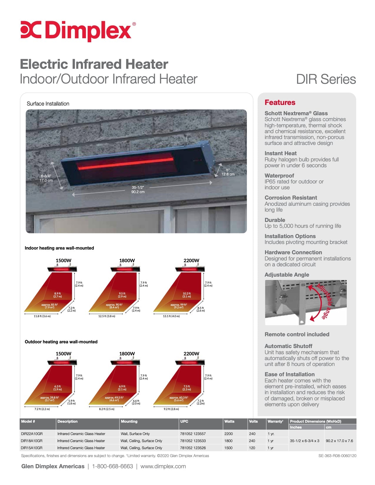 Dimplex Outdoor/Indoor Infared Heater 2200W X-DIR22A10GR