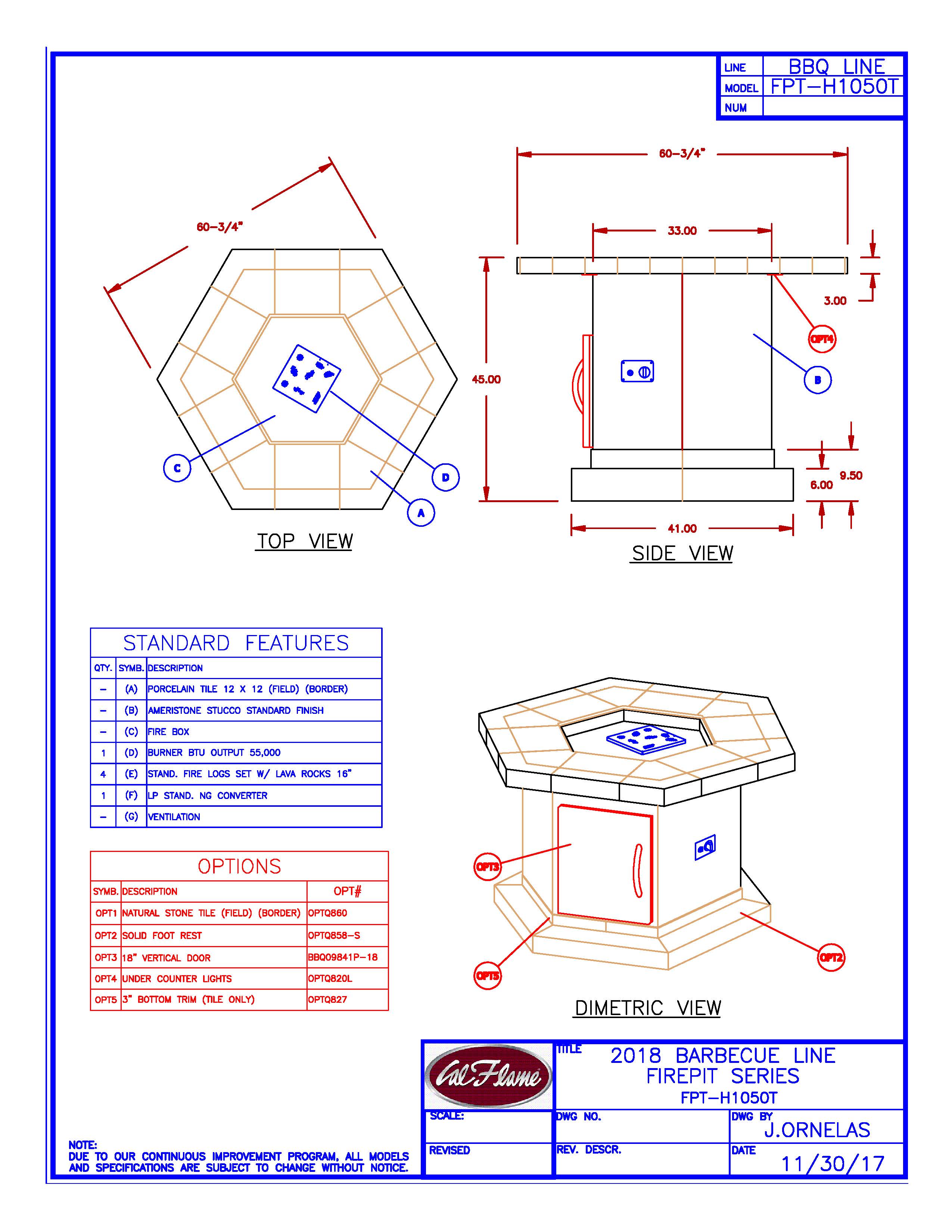 Cal Flame FPT-H1050T Fire Pit