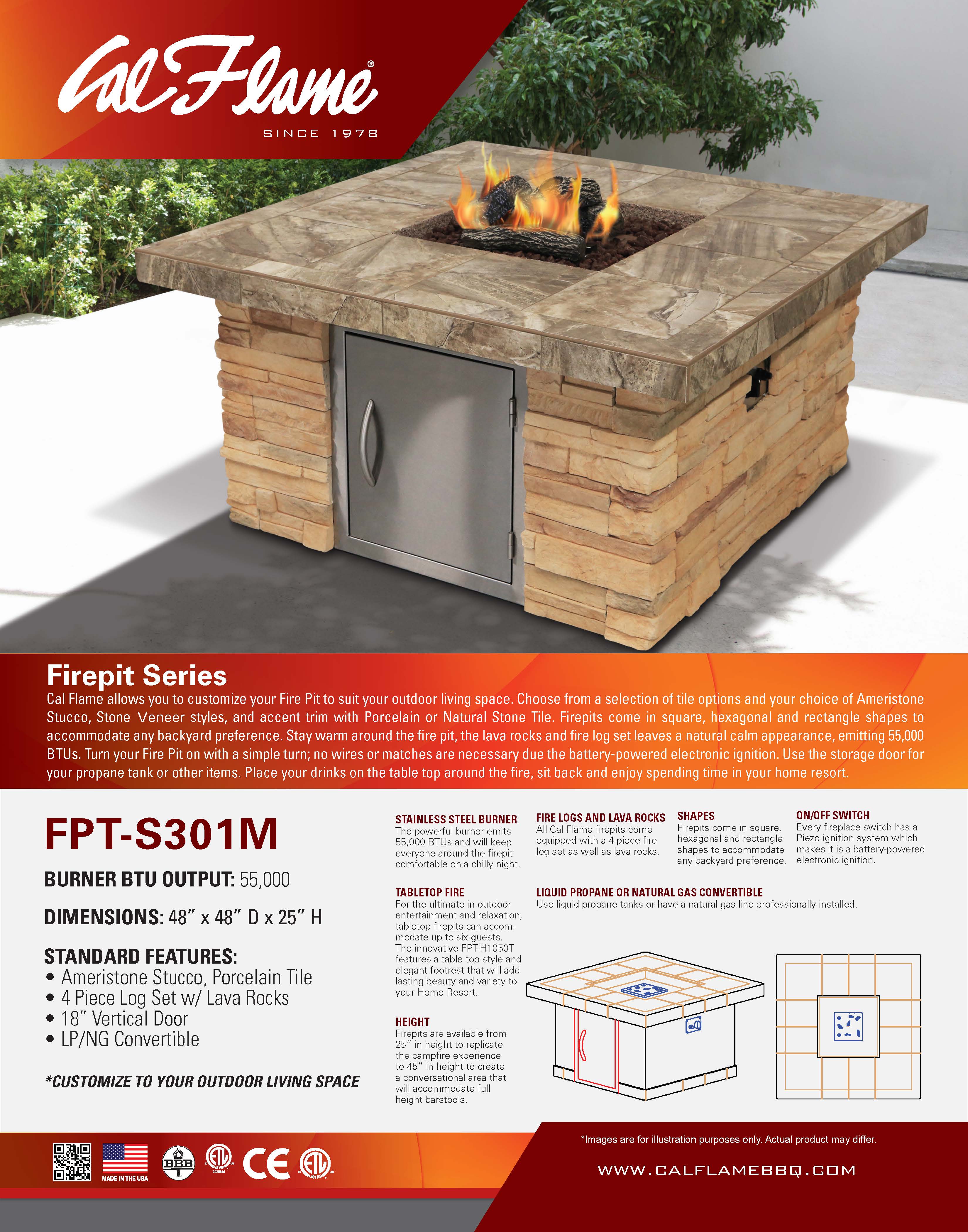 Cal Flame FPT-S301M Fire Pit
