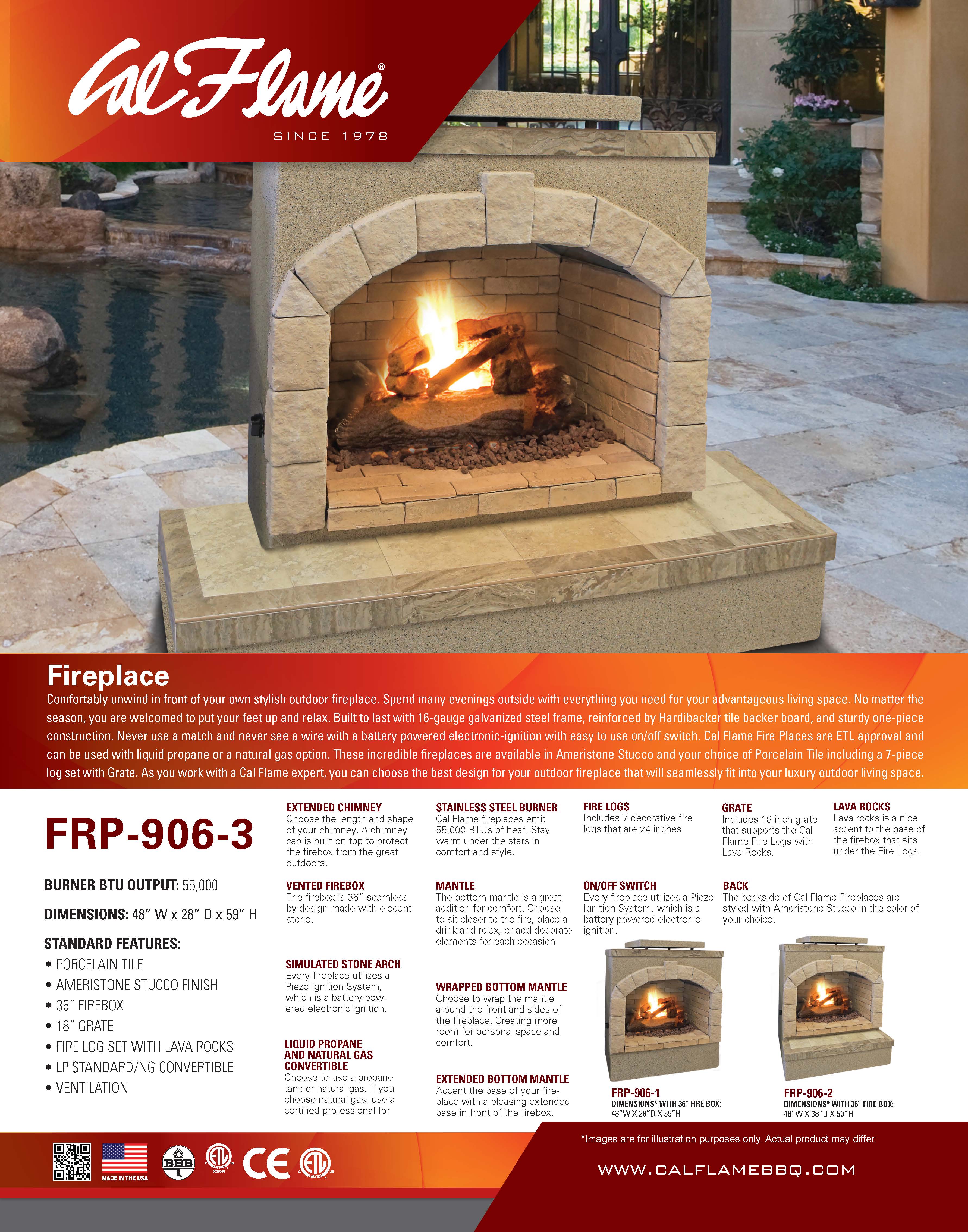 Cal Flame FRP-906-3 Fire Place