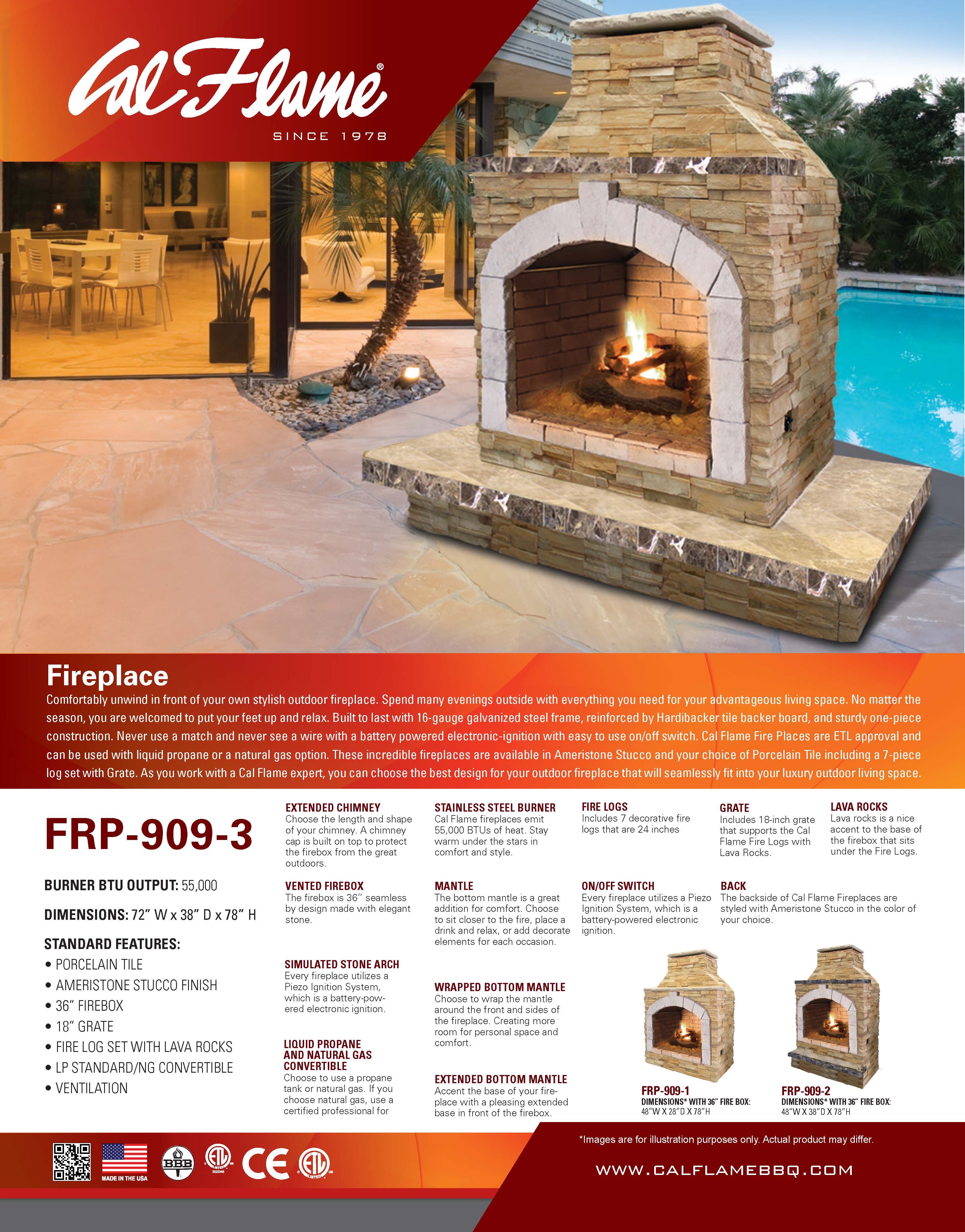Cal Flame FRP-909-3 Fire Place