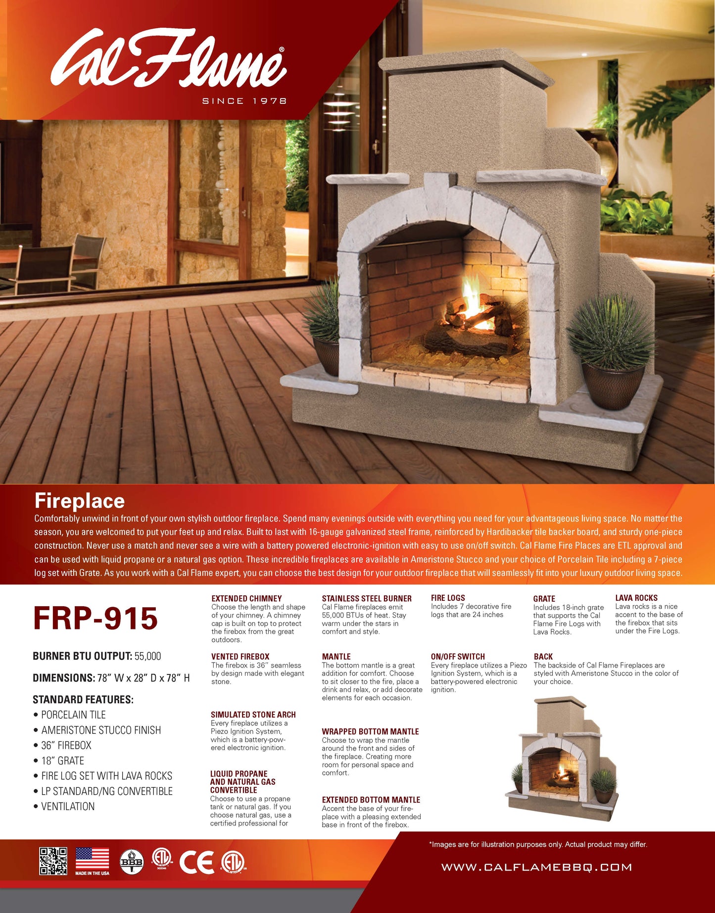 Cal Flame FRP-915 Fire Place