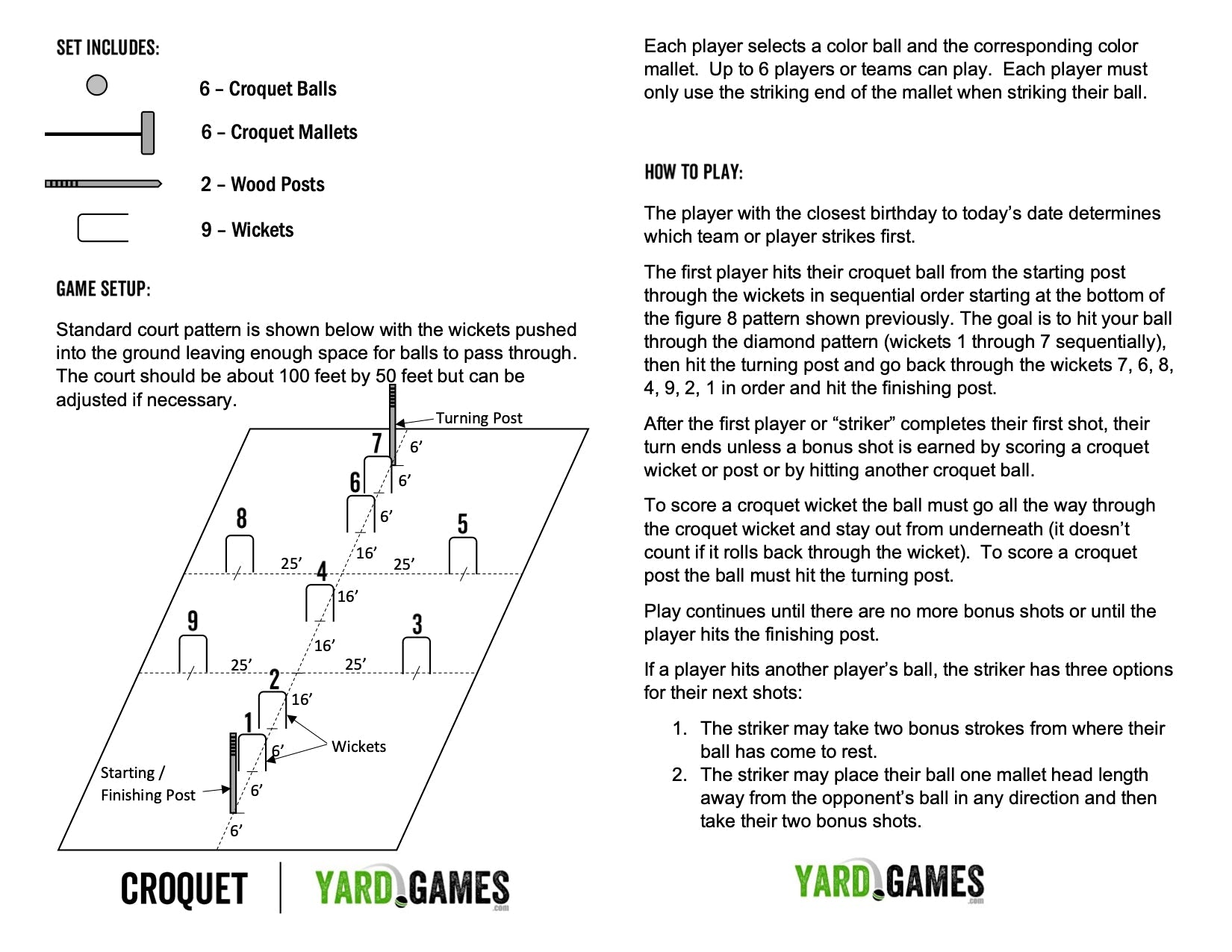 Yard Games Croquet 6 Player Set