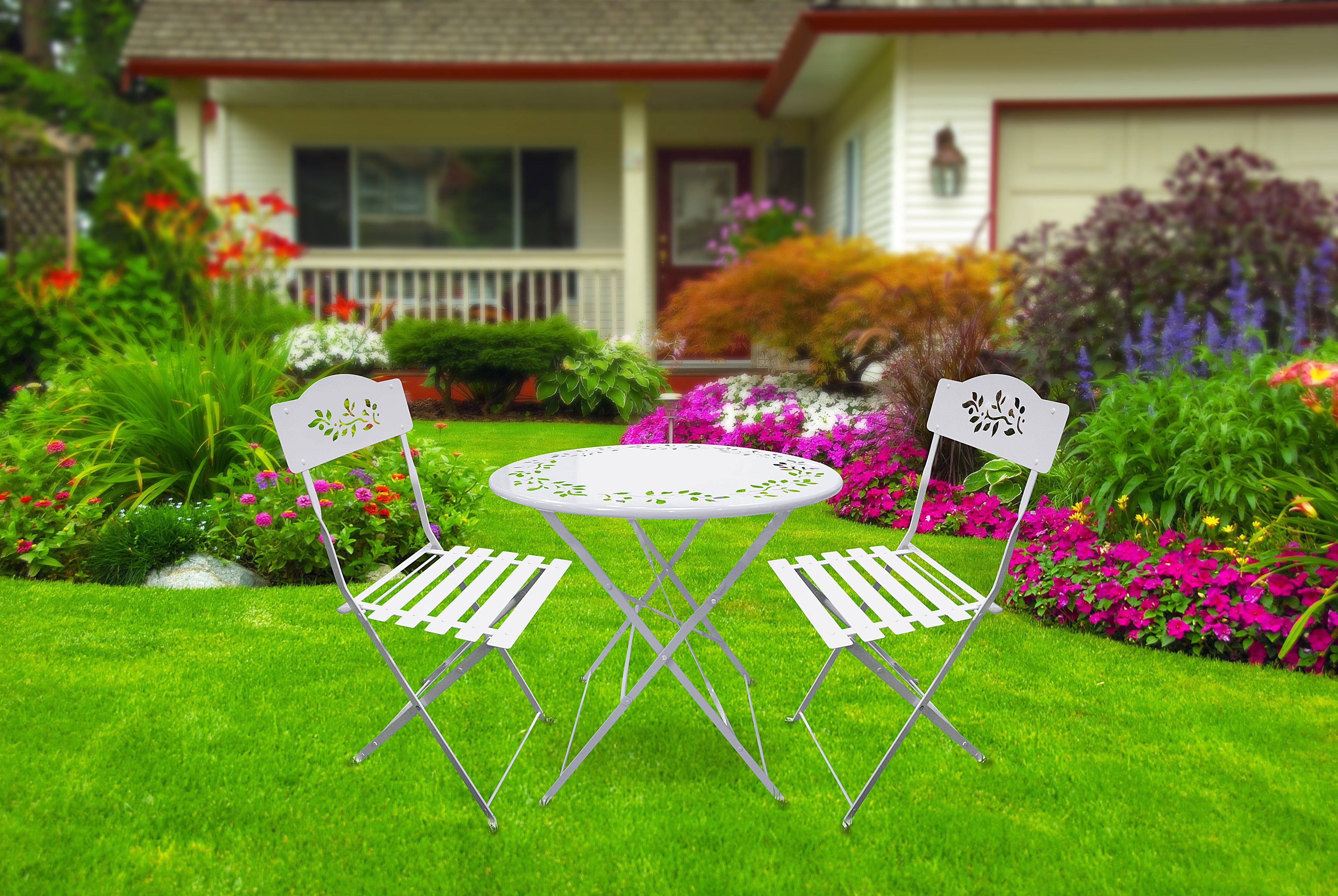 Alpine Corporation Bistro Set Folding Table and Chairs Patio Set 5 colors