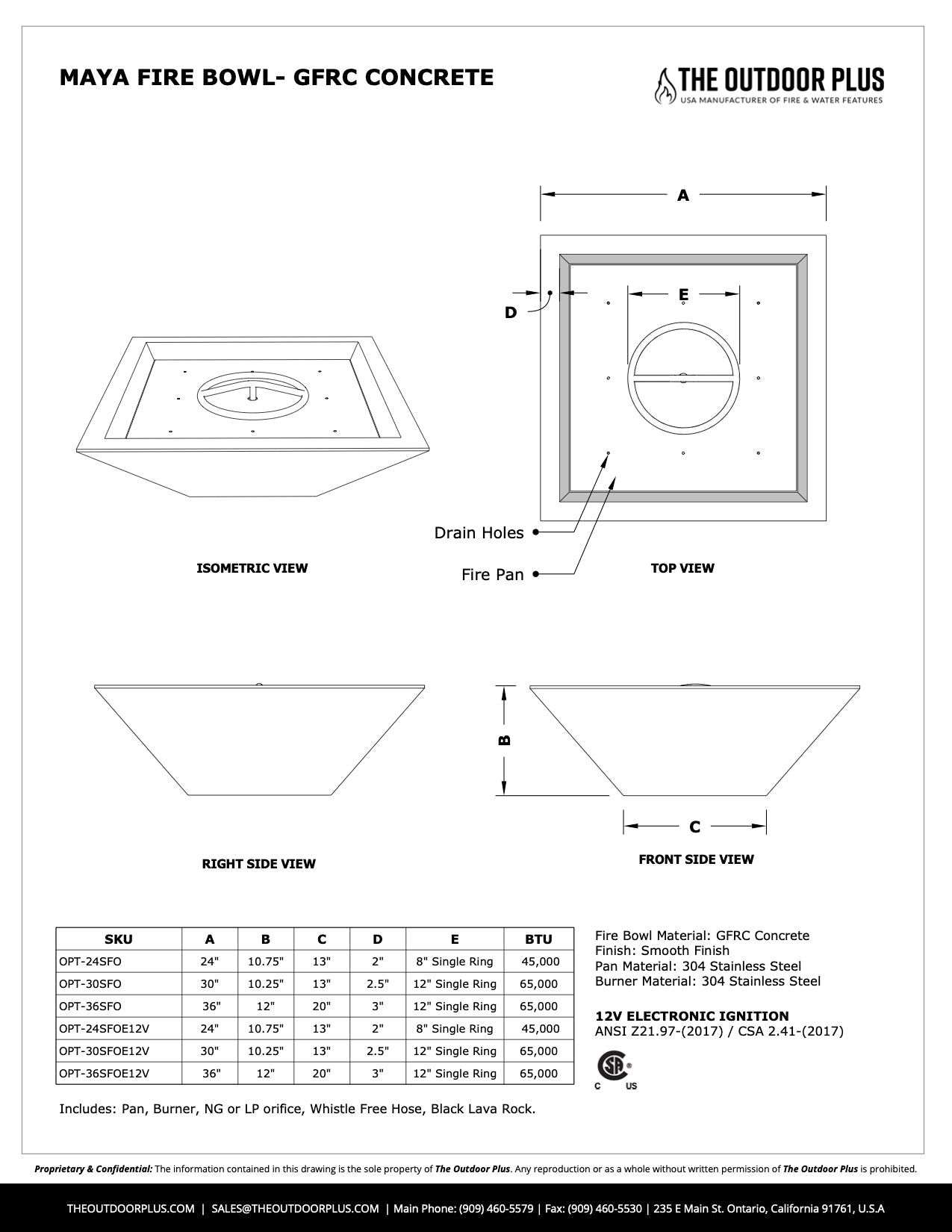 The Outdoor Plus Maya Fire Bowl GFRC Concrete