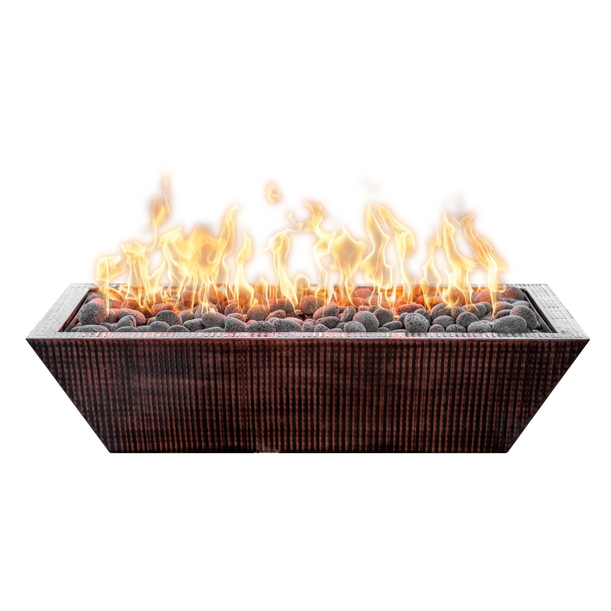 The Outdoor Plus Maya Linear Fire Bowl Hammered Copper
