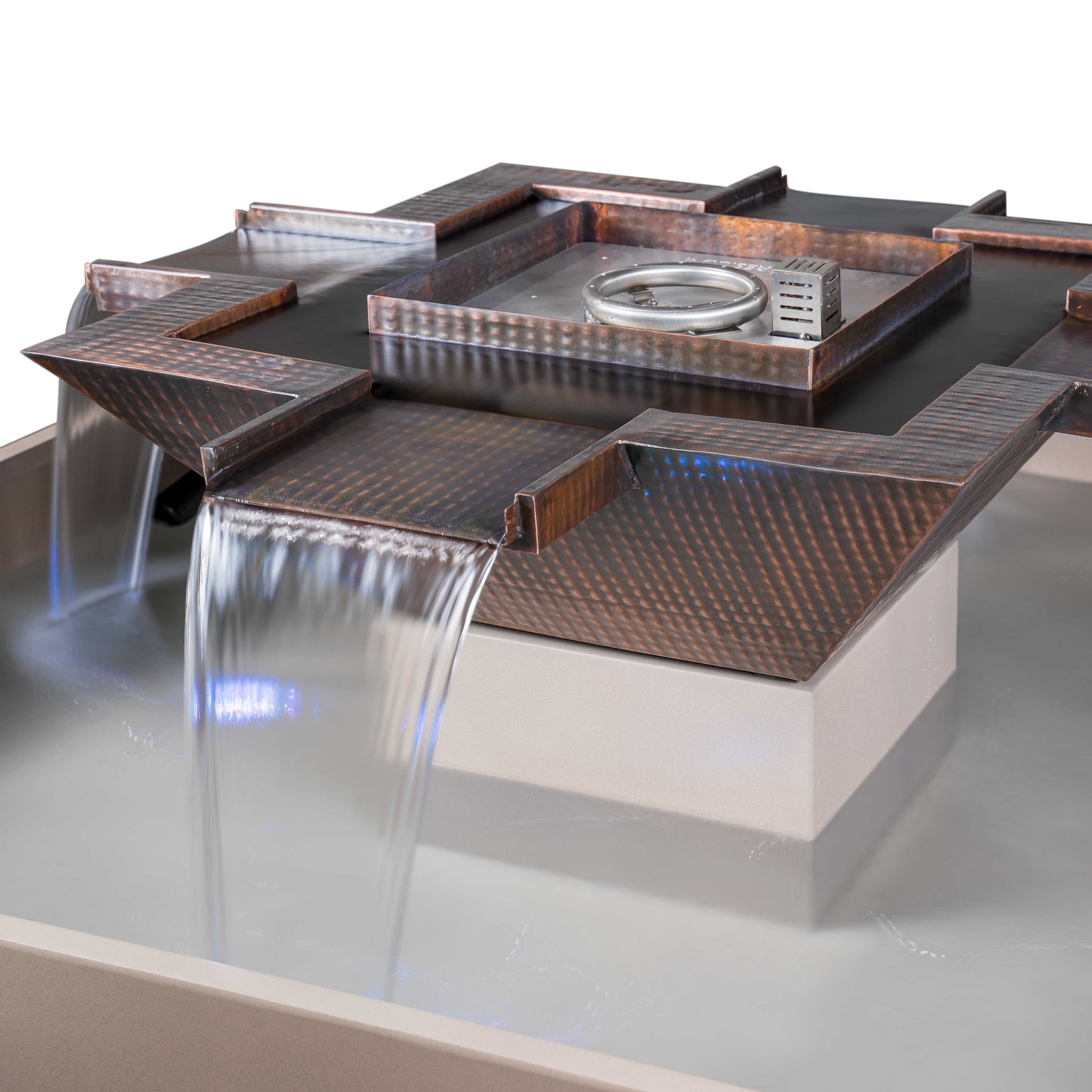 The Outdoor Plus 60″ Square Olympian 4-Way Spill Fire & Water Fountain