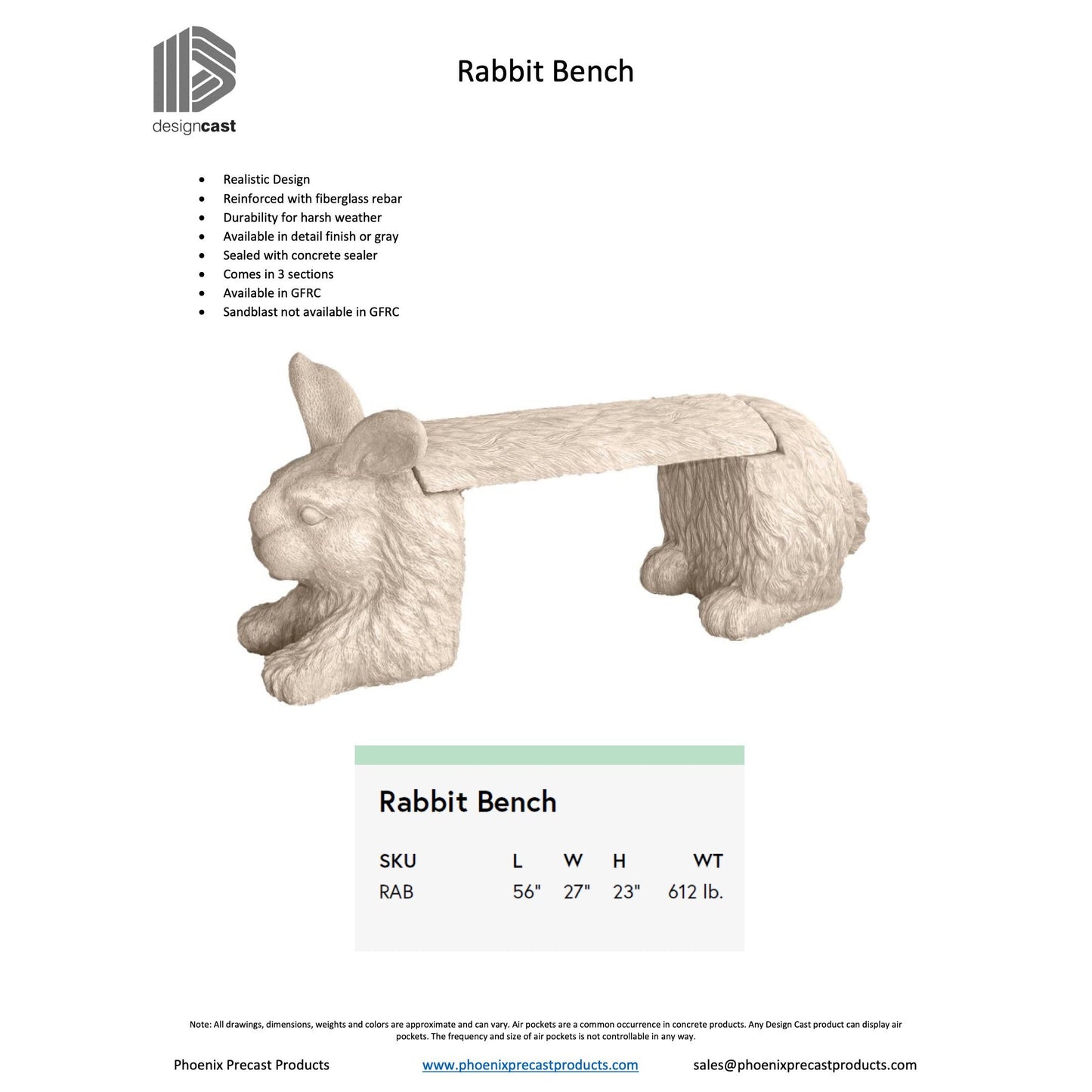 Rabbit Concrete Bench