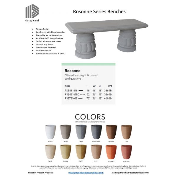 Rosonne Straight Series Concrete Bench