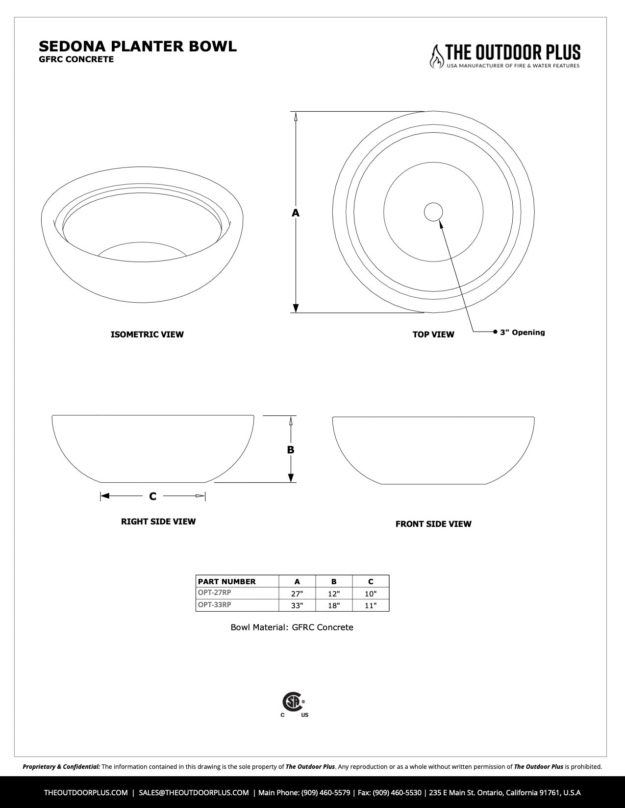 The Outdoor Plus Sedona Concrete Planter Bowl