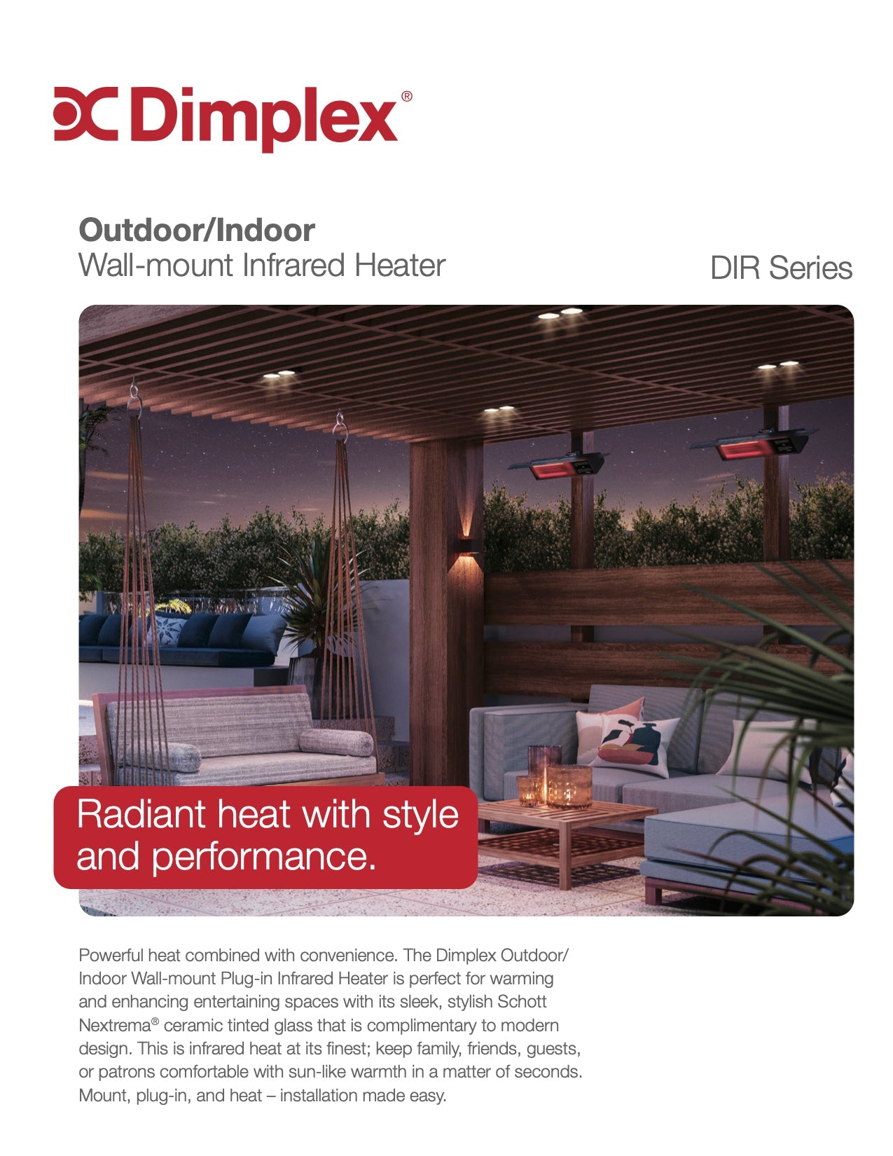 Dimplex Outdoor/Indoor Infared Heater 1500W X-DIRP15A10GR