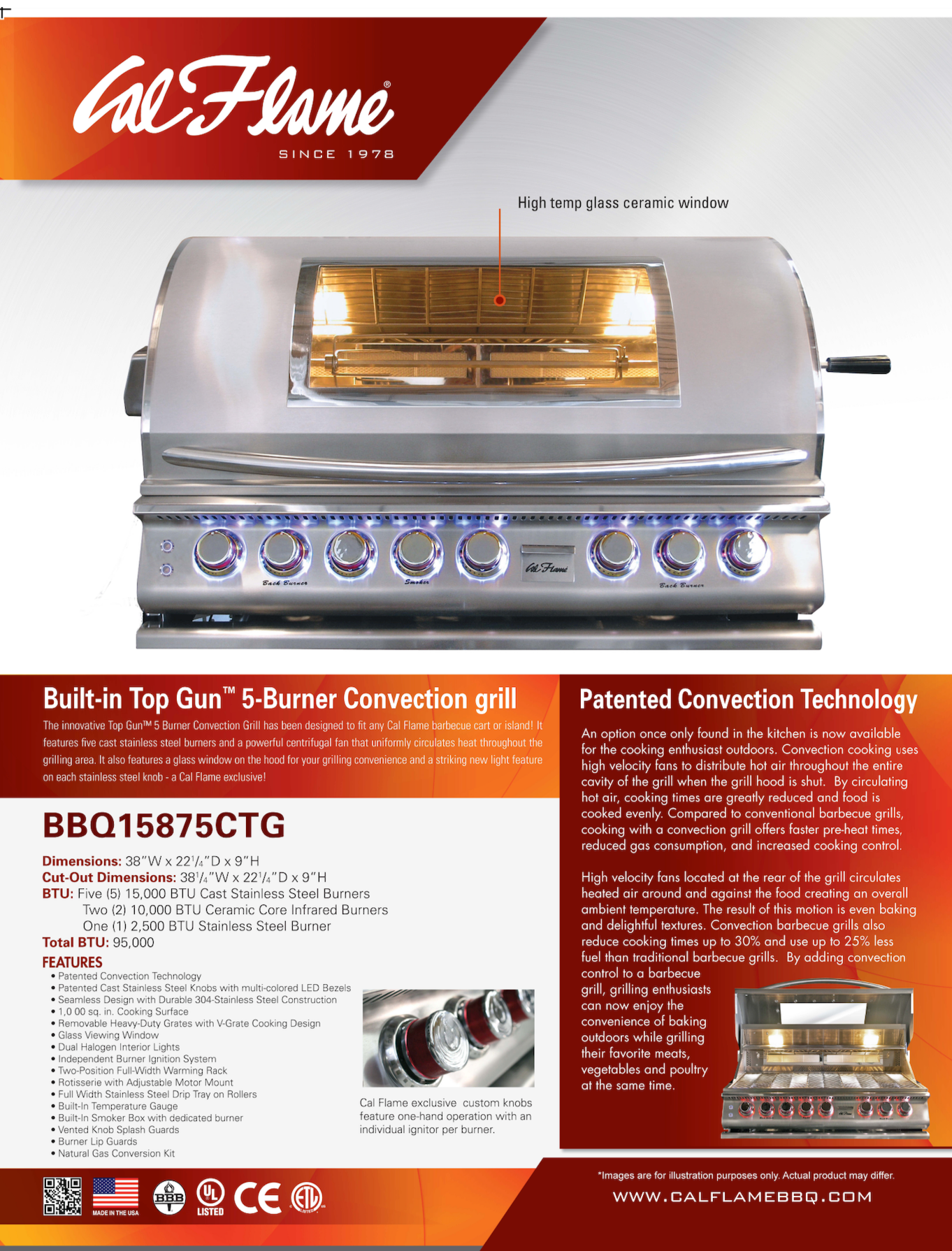 Cal Flame Top Gun™ 5-Burner Convection Grill