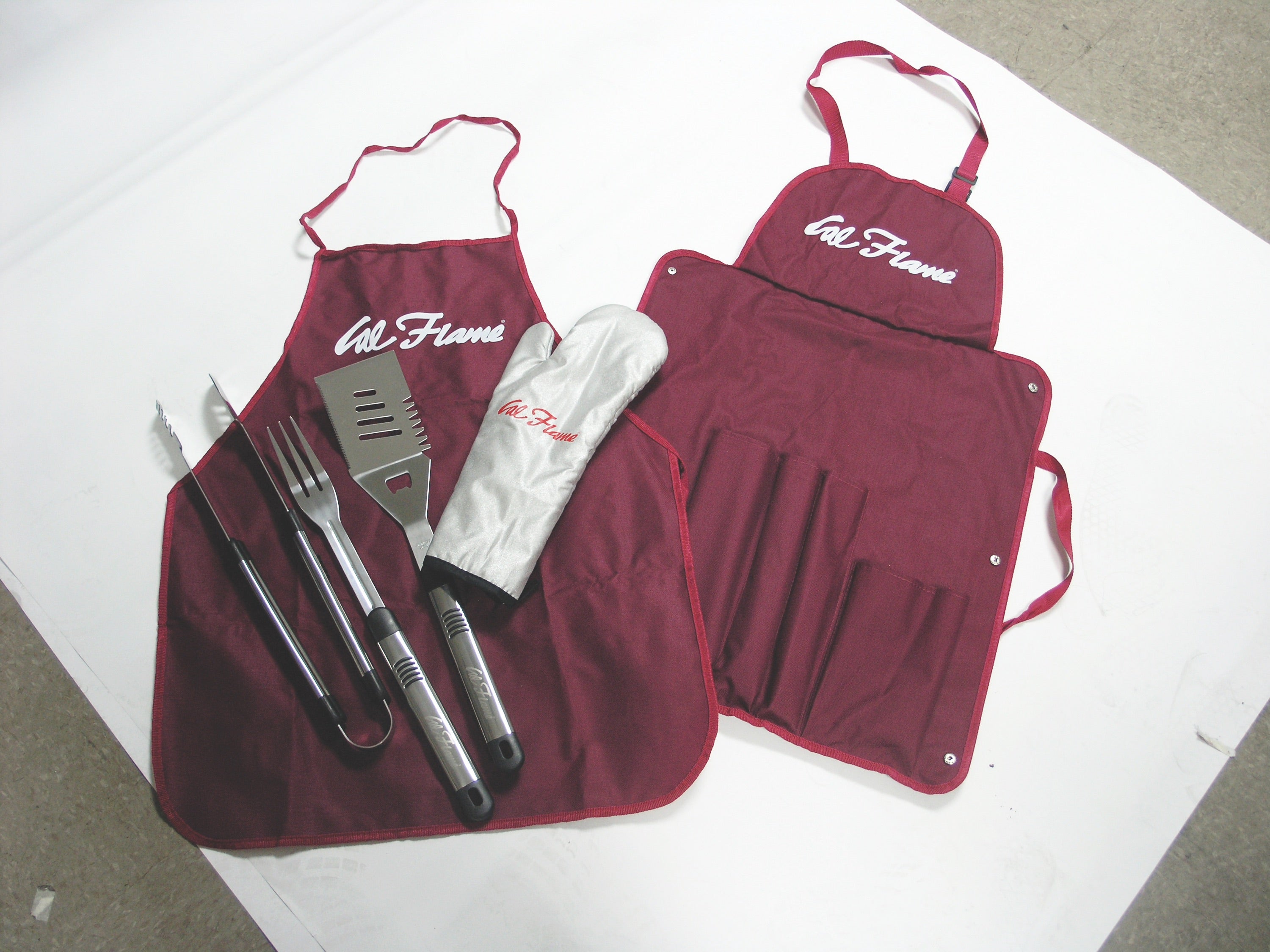 Cal Flame Utensil set with Apron and Glove