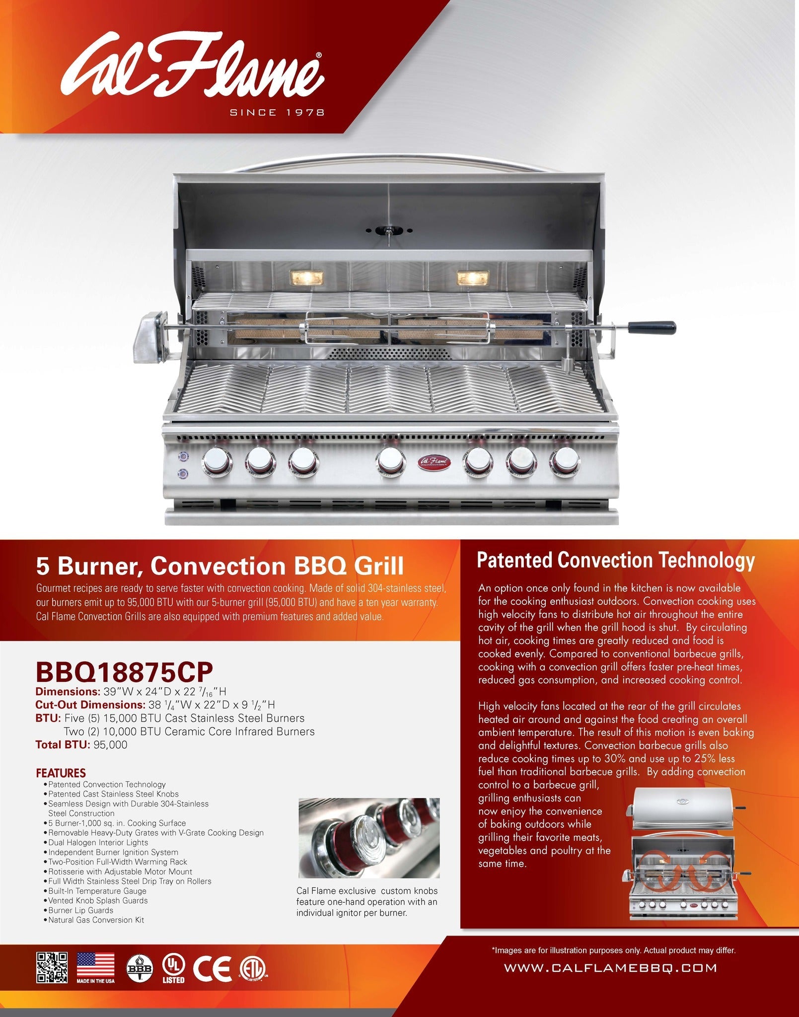 Cal Flame Convection 5 Burner Grill