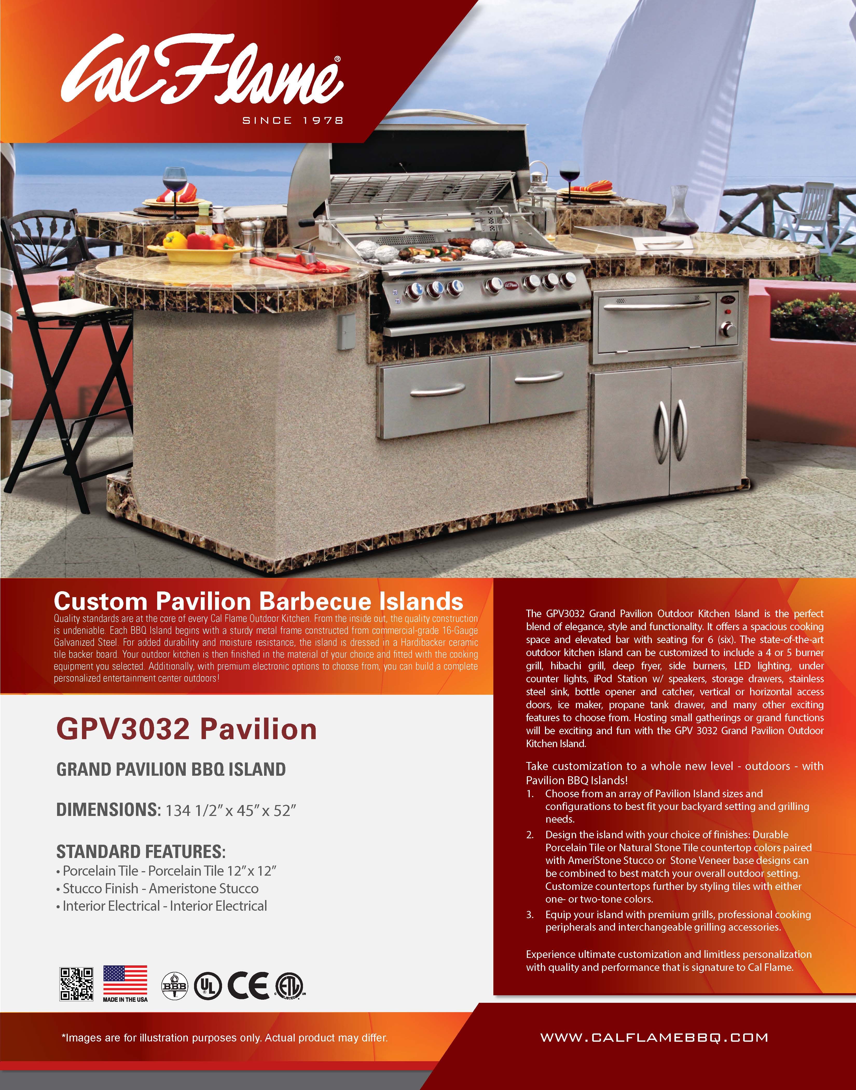 Cal Flame Pavilion GPV3032 BBQ Island