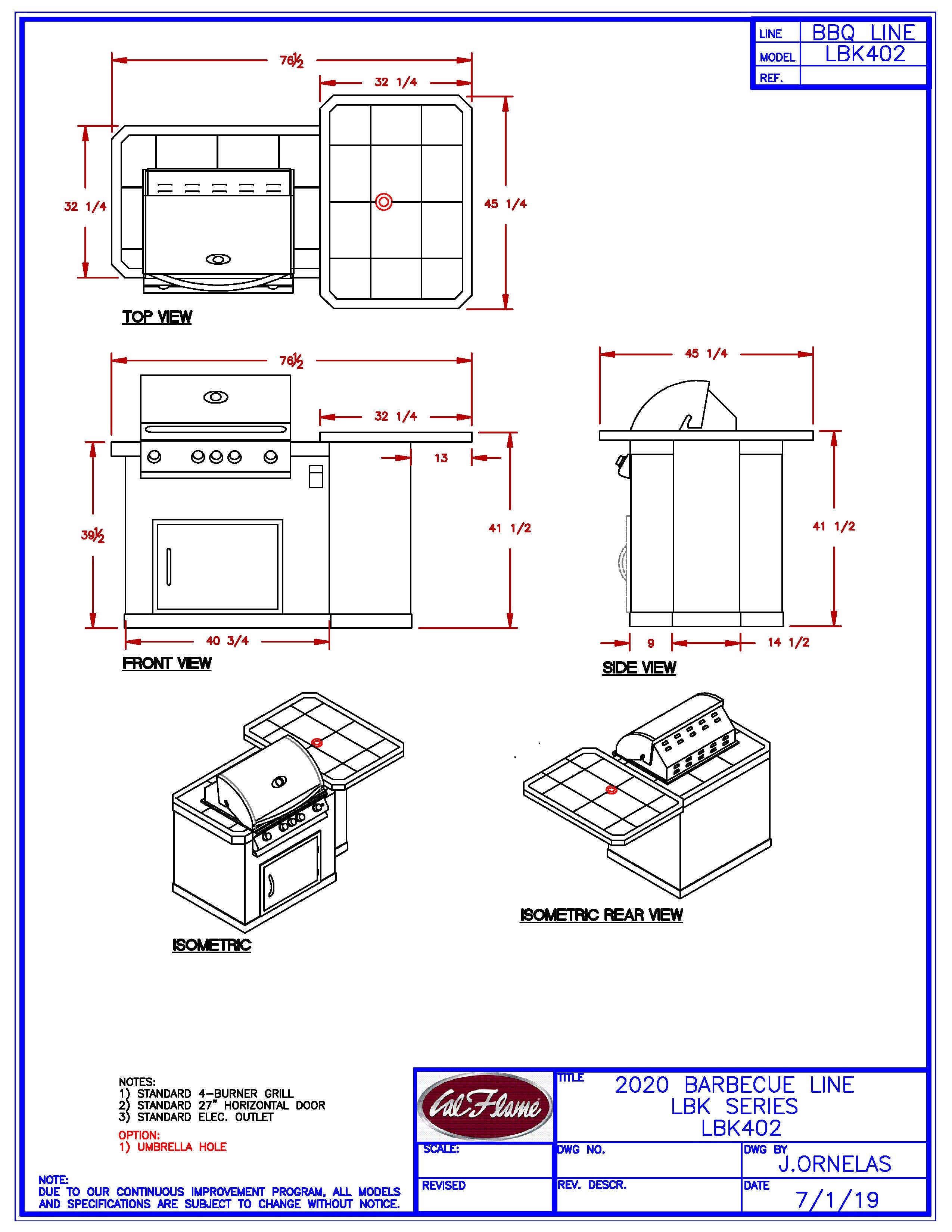 Cal Flame LBK-402 BBQ Island