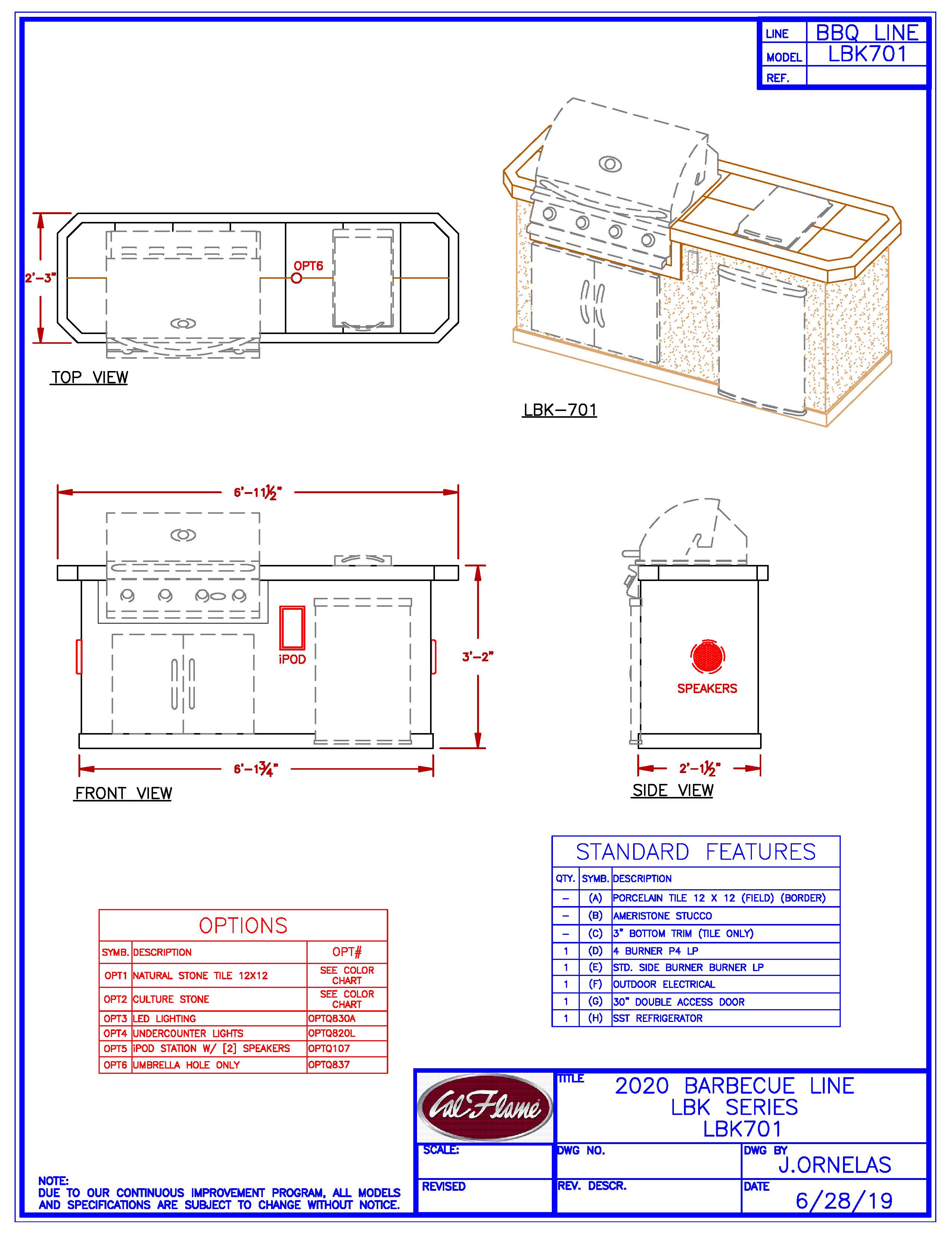 Cal Flame LBK-701 BBQ Island