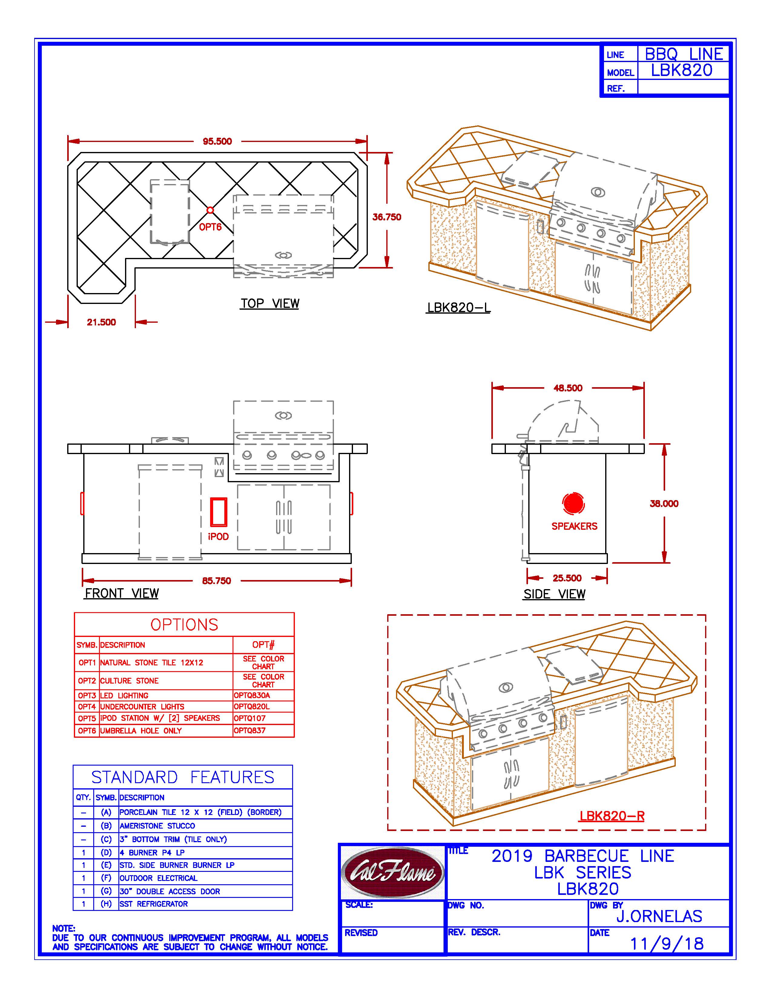 Cal Flame LBK-820 R/L BBQ Island